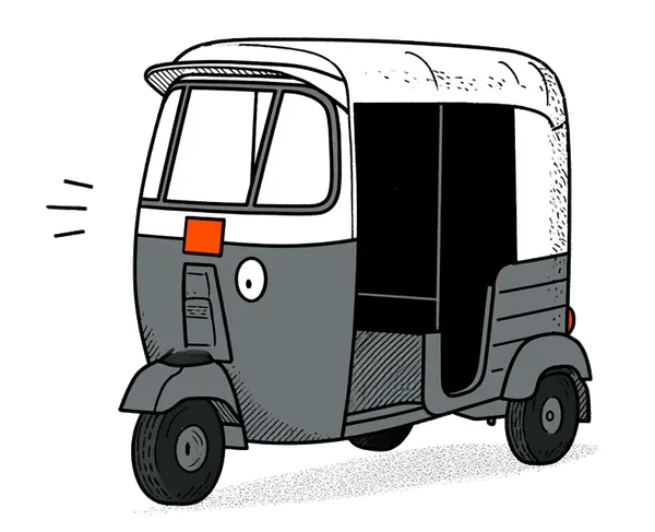 A Delhi auto-rickshaw tilting as it speeds around a corner.