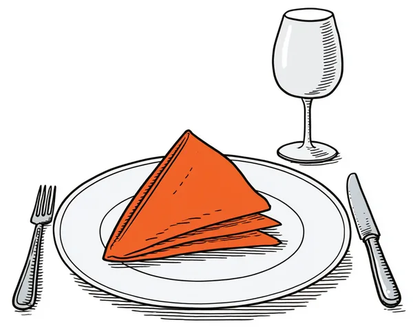 An elegant fine-dining place setting seen from above, napkin folded into a fan.