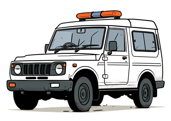 A Delhi Police Gypsy patrol vehicle with its light panel on top.