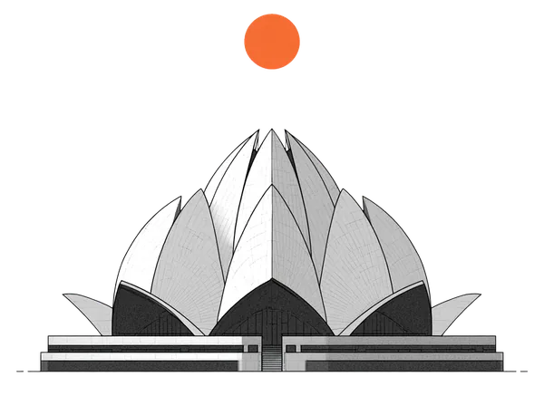 The Lotus Temple, its nine marble petals rising from a circular base.