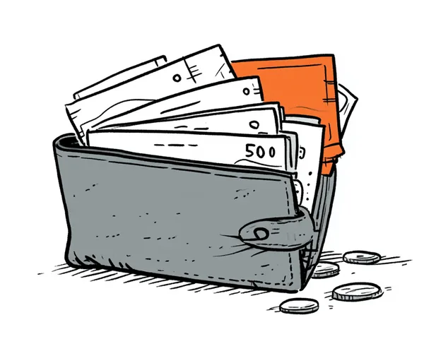An open well-worn wallet fanned with rupee notes, a foreign note peeking out behind.