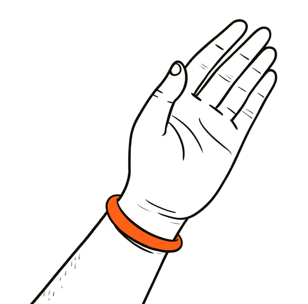 A single left hand stretched out, palm open.