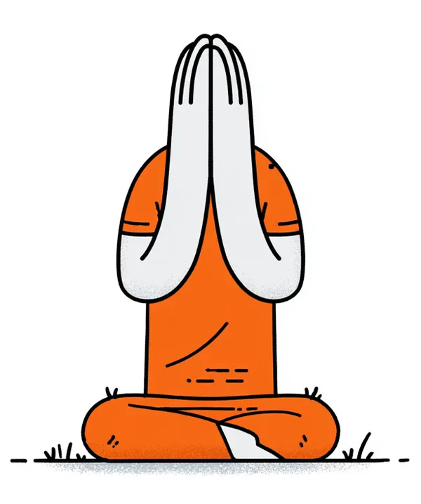 Two hands pressed together in Namaste, a warm glow where the palms meet.
